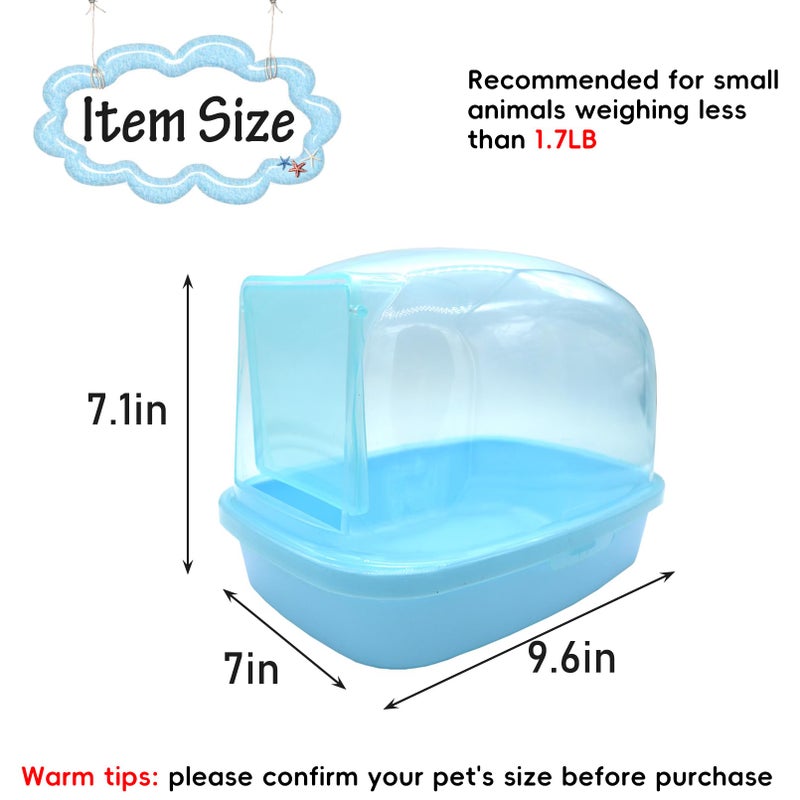 kathson Dwarf Hamster Bathroom, Chinchilla Sauna Room Plastic Sand Bath House Ideal for Gerbils, Hedgehog, Squirrel and Other Small Animals (Blue) - Image 2